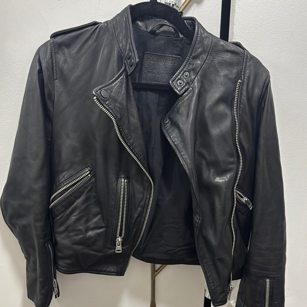 All Saints Black Leather Biker Jacket